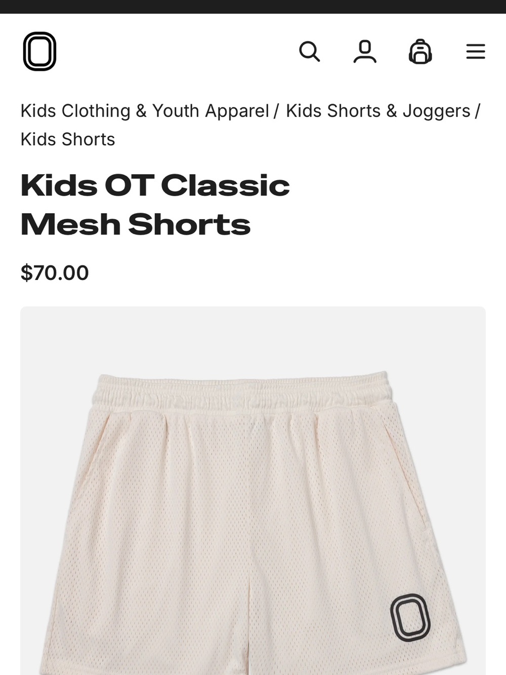 Kids OT Classic Mesh Shorts — Cream